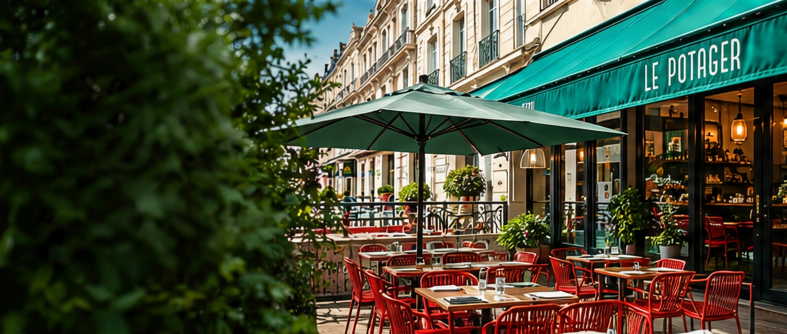 La terrasse et la devanture du Potager